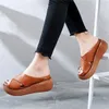 Sandalias de Mujer, zapatos de cuña de cuero suave, Sandalias de verano para Mujer, Chanclas de playa, nuevas Sandalias de plataforma, Sandalias de tacón de cuña para Mujer 0925