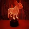 Touch Remote Control Vision lamp Colorful 3D Night Lights French Bulldog 3d Small Table Lamp christmas Gift