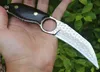 1 шт. Damascus Karambit Claw нож VG10 Damascus стальной лезвие Full Tang Ebony ручка на открытом воздухе тактические ножи с кожаной оболочкой