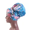 Bonnet en satin Double couche enveloppe de tête douce avec longue ceinture respirant bonnet de sommeil de couleur unie avec ruban tête cravate accessoires de cheveux