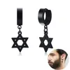 Black Star of David Cross Circle Drop Earrings for Men Roestvrijstalen Oorling Joodse Mannelijke Sieraden Perfectioneer voor elke gelegenheid