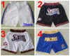 Team Basketball Just Don Short Sport Shorts Hip Pop Pants With Pocket Zipper Sweatpants Blue White Black Purple Man Stitched Size