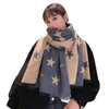 Estrelas impressão cinza vermelho inverno feminino tippet cachecol poncho feminino falso cashmere xale misturas de lã roubou senhoras inverno wrap265y