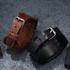 Men'S Punk Wide Leather Bracelet Alloy Woven Jewelry Fahion Hand JewelryCharm Bracelets Charm253q