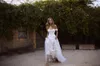 Bela Tamanho País baratos Além disso Bohemian Vestidos de casamento Backless Uma Linha Alças Appliqued Tulle Boho do vestido de casamento vestidos de noiva