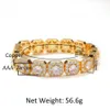 12,5 mm Iced Out Clustered CZ Stones Tennisarmbänder für Damen und Herren Hop Hop Fashion Rapper Armbandketten 18 Karat Gold Zirkonia Herren-Diamant-Tenniskettenarmband