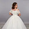 Flower Girl Dresses 2021 Arabic Lace Pearls Backless Tulle Child Wedding Dresses Vintage Little Girl Pageant Dresses