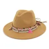 إمرأة فيدورا قبعات الصوف القبعات جاز أنثى الوطنية ريترو الخريف شتاء كلاسيك السيدات قبعة Trilby
