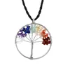 Yoga Chakra Nateral Stone Tree of Life Halsband Crystal Heart Pendant Kvinnor Halsband Fashion Jewelry Will and Sandy Gift