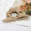 Boutique Strikken Elastische haarband voor meisje en vrouw haaraccessoires Plaid Bunny Ear Pony Tail Hair Tie Rope3585883