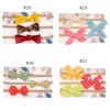 Conjuntos Baby Girl Headband Set Bow Crianças hairband 3pcs Sólidos infantil listrado manta recém-nascido Headwear Elastic mantilha 31 Designs DW5815