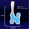 Bubble Letter Blue Oil Zircon Letter Pendant With Tennis Chain for Men And Women's Necklace Hip Hop Jewelry