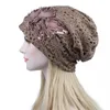 Femmes élégant dentelle chapeau papillon fleur paillettes découpe Wrap Cap haute qualité Bandana Beanie Turban Hat1 Eger22