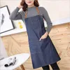 Tabliers de cuisine en Denim Long, uniforme antisalissure unisexe pour adultes, cuisson à domicile, nettoyage 2724