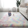 Färgglada mattor för sovrumsgolv Rainbow Fluffy Carpet Kids Girls Living Room Rug Cute Area Plush Shaggy Nordic Modern Home Inredning 200925