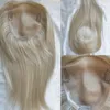 Extensions de cheveux à Base Mono pour femmes, blond platine 60, vierge russe Slik top, Clip en pièces, Extensions de toupet, 13x15cm, 6628218