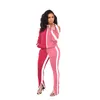 2020 herbst Farbe Patchwork 2 Stück Set Trainingsanzug für Frauen Split Schulter Zipper Langarm Jacke Top Hosen Jogging Anzug