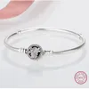 Vente chaude Vente en gros authentique 925 Sterling Silver Signature Signature avec bracelet de serpent cristal Bangle Fit Femmes Bead Charm DIY Pandora