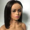 Peruca dos cabelos humanos pré arranjaram perucas dianteiras de renda com cabelos para bebés para mulheres negras Curto straight Bob Remy cabelo