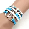 Infinity Double Heart charm Bracelet Weave Leather Wrap Bracelets multilayer women fashion jewelry will and sandy