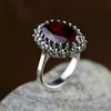 Кольца с натуральным красным гранатом и драгоценными камнями для женщин, обручальные кольца из стерлингового серебра 925 пробы, ювелирные изделия, подарки4639559