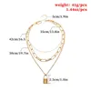 Collier chaîne géométrique créative avec serrure en forme de cœur, pendentif en or, Punk, multicouche, clavicule, bijoux de cou à la mode pour femmes