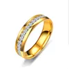 Nowa Rose Gold Silver Wedding Bands Pierścień Dla Kobiet Mężczyźni Biżuteria Titanium Steel Cyrkon Pierścionek zaręczynowy Rocznica prezent