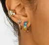 Rainbow Rhinestone Brincos Para As Mulheres Meninas Cristal Huggie Ear Anéis Moda Jóias Dazzling Circle Brincos 12 Cores