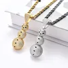Pendant Necklaces Christmas Gift Iced Out Cubic Zirconia Snowman Stainless Steel Braided Chain Necklace Kalung HipHop Jewelry3237