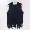 Femmes réel gilet de fourrure avec gland hiver automne dame véritable gilet de fourrure tricoté offre spéciale