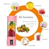6 Blades Portable USB Electric Fruit Vegetable Tool Juicer Maker Blender Handheld Rechargeable Cup Smoothie squeezer Food Mixing Machine Mixer for Superb 380ml