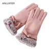 Vrouwen warme handschoenen winter winddicht fluwelen verdikte wanten mooie bowknot pluche pols mode touchscreen meisje hand muff1