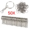 Keychains 50/100 PCS/Set Silvery Key Chains Roestvrije legering Cirkel Diy 25mm Keyrings sieraden Keychain Ring1