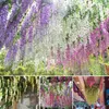 180cm Wisteria Artificial Flowers Plastic Silk Ivy Vine Garland Hydrangea String Wedding Arch DIY Craft Wall Hanging Decoration282e