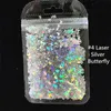 Nail Art Glitter Sequins Kelebek Akçaağaç Yaprak Lazer Yıldız Flakes 3D Gümüş Altın Sequins Lehçe Manikür Süslemeleri Nail Art Sequins