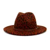 Buttermere Leopard Wool Jazz Jazz Hats Hats swobodny kobietę skórzany pasek poczuł kapelusz panie panama trilby female imprezowa czapka sombrero7985987