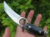 High End Damaszek Karambit Claw Nóż VG10 Damaszek Blade Steel Full Tang Ebony Uchwyt Na zewnątrz Noże Taktyczne ze Skórzaną osłoną