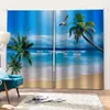 Cortinas de praia azul personalizadas Cortina de janela 3D Luxo Sala de estar Decorate Cortina Nature Cenary Curtain6419470