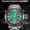 Armbandsur med dubbla skärmar svarta klockor män Waches Electronic Luminous Quartz Sport Digital Man Waterproof Relogio Masculino1