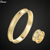 Donia Jewelry Luxury Bangle Party EuropeanおよびAmerican Fashion Four-Leaf Clover Glossy Titanium Steel Designer Bracelet Ring Set 2372