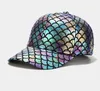 Metallic Fish Scale Sirène Sine Fabric de baseball Cap ajusté STRAP ALIGNABLE GARPS GRANDS Men Femmes Summer Hat4192015