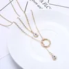 Jewelry personality fashion all-match geometric pearl pendant tassel long necklace