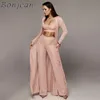 Frauen Anzüge Herbst Sexy Zwei Stück Set Top Und Hosen Spaghetti Strap 3 Stück Set Frauen Bandage Party Outfits Strampler frauen Overall