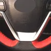 DIY mão-costurado Black Red Genuine Car Steering Couro cobertura de volante para a Toyota Highlander 2015-2017