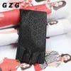 Cinq doigts gants mode femmes sans doigts respirant en cuir souple pour spectacle de soirée dansante noir demi-doigt mitaines1