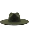 Nieuwe Britse Stijl Winter Wol Effen Klassieke Fedora Cap Mannen Vrouwen Panama Jazz Hoed 95 Cm Brede Rand Grote Witte Fedoras9494288