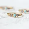 925 Sterling Silver Ring for Women Sea Pattern Larimar Tanzanite White Topaz Gemstone Gold Plated Fine Jewelry