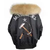 Women's Jackets Brand Winter Jacket Women Long Parka Pattern Letter Embroidery Loose Real Raccoon Fur Coat Warm Liner1