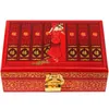 Scatole di legno dipinte a mano Scatola di immagazzinaggio decorativa Regalo di nozze di compleanno Scatola di gioielli a 2 strati con serratura Custodia per orologi cosmetici laccata cinese
