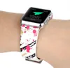 Skriv ut Läderbälte Armband Bangle Band Strap för Apple Watch Series 5 4 3 2 1 38mm 42mm 40mm 44mm